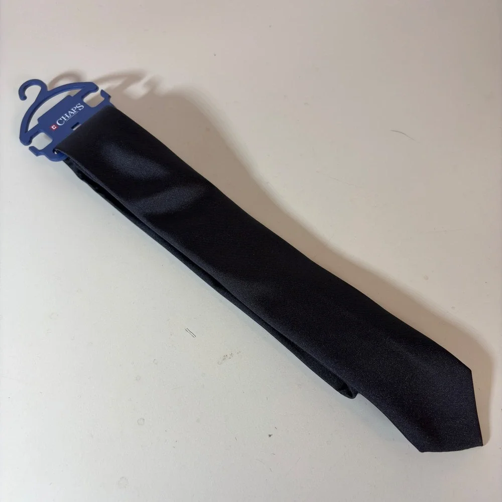 Chaps Mens Black Solid Classic Width‎ Necktie NWT BY050010 Formal Game Day Tie